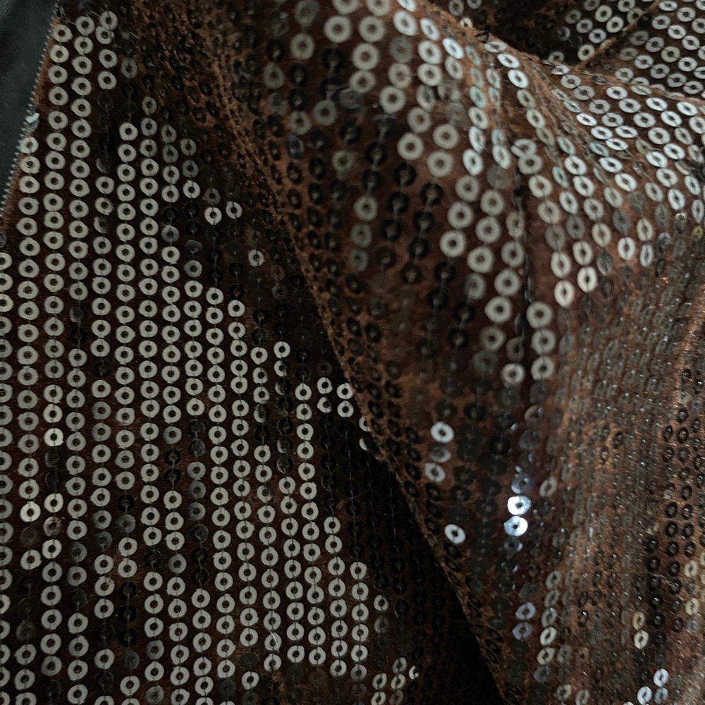 Line & Dot Brown Sequin Wide Leg Jumpsuit XS Deep V Neck Holiday Party REVOLVE - Picture 9 of 15